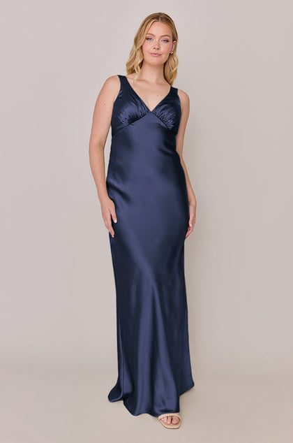 Audrey Satin Dress | Made To Order | Indie Blue