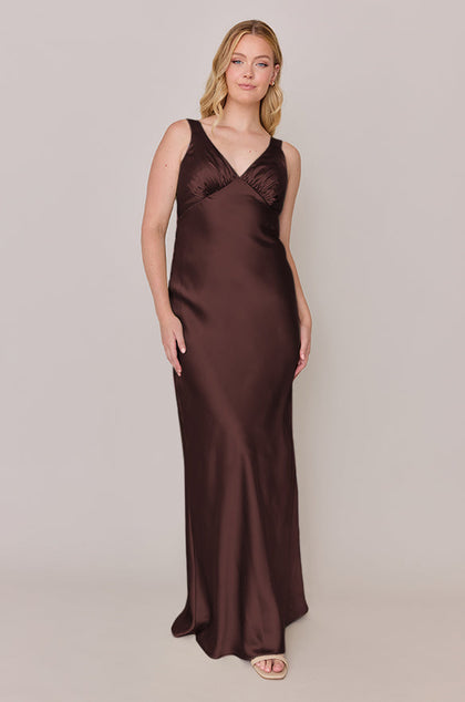 Audrey Satin Dress | Made To Order | Mahogany