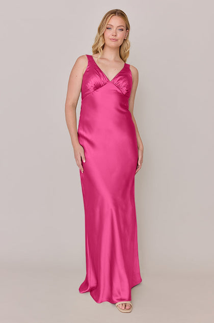 Audrey Satin Dress | Made To Order | Malibu Pink