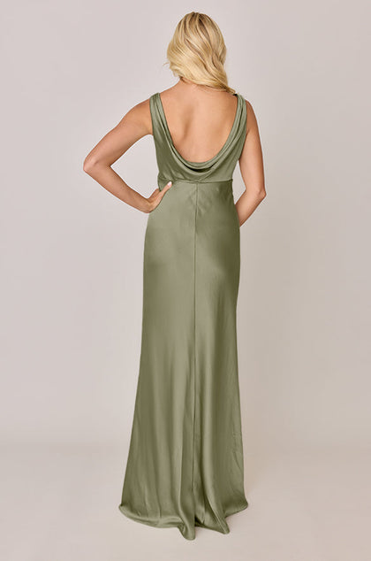 Audrey Satin Dress | Made To Order | Moss