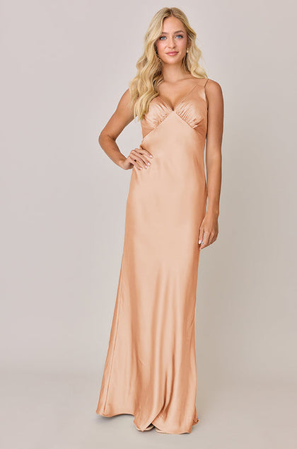 Audrey Satin Dress | Made To Order | Peach