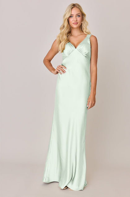 Audrey Satin Dress | Made To Order | Pistachio