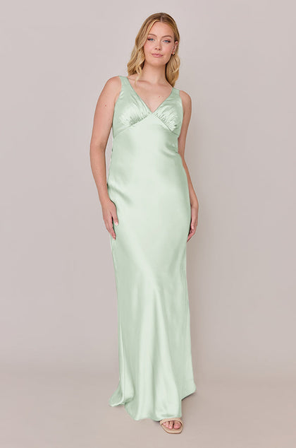 Audrey Satin Dress | Made To Order | Pistachio