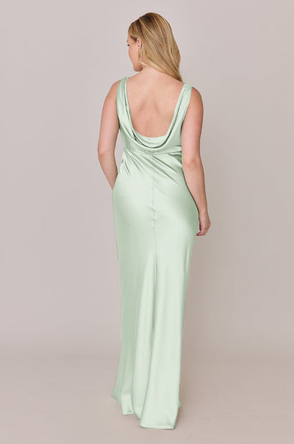 Audrey Satin Dress | Made To Order | Pistachio