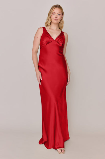 Audrey Satin Dress | Made To Order | Poppy Red