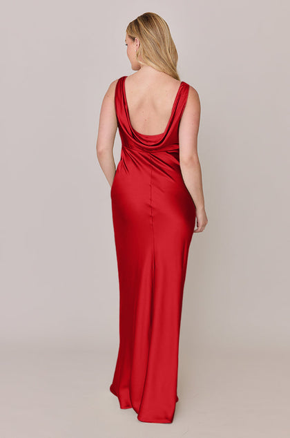 Audrey Satin Dress | Made To Order | Poppy Red