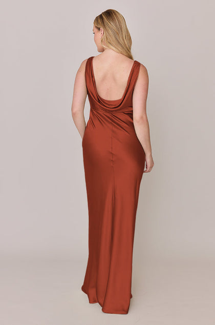 Audrey Satin Dress | Made To Order | Rust