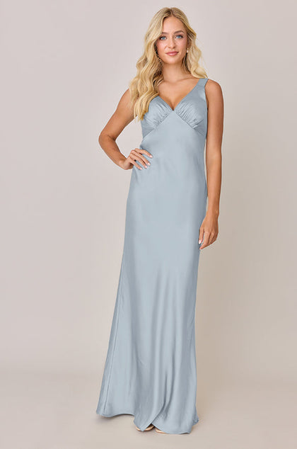 Audrey Satin Dress | Made To Order | Sky Blue