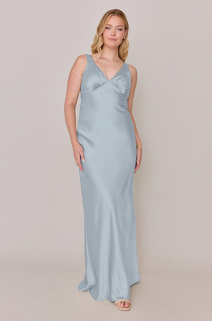 Audrey Satin Dress | Made To Order | Sky Blue