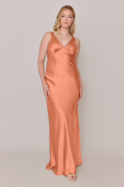 Audrey Satin Dress | Made To Order | Tangerine