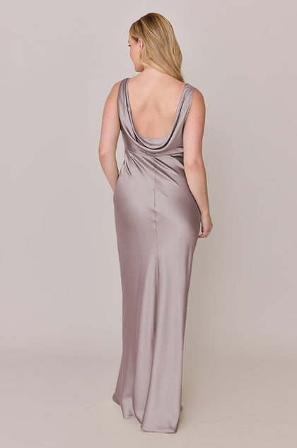 Audrey Satin Dress | Made To Order | Taupe