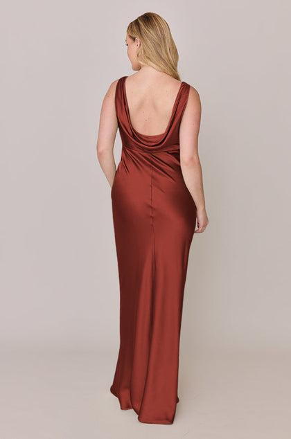 Audrey Satin Dress | Made To Order | Terracotta Rust