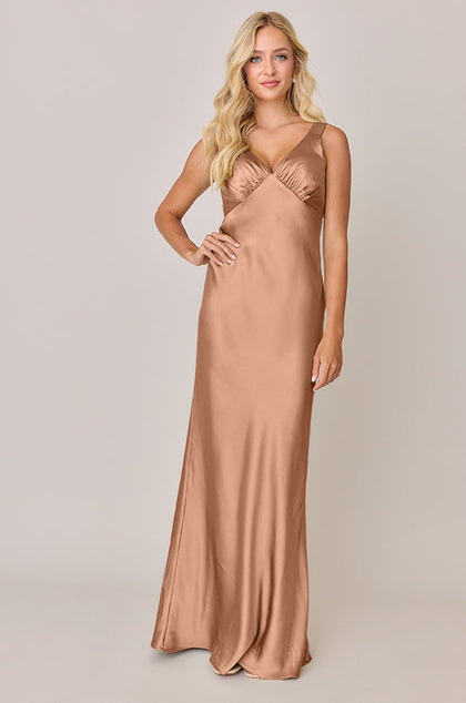 Audrey Satin Dress | Made To Order | Toffee