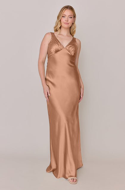 Audrey Satin Dress | Made To Order | Toffee