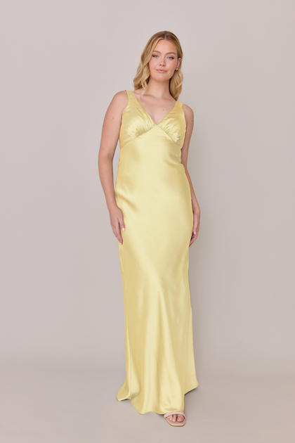 Audrey Satin Dress | Made To Order | Yellow