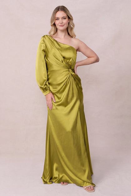 Aurora Satin Dress | Made To Order | Chartreuse