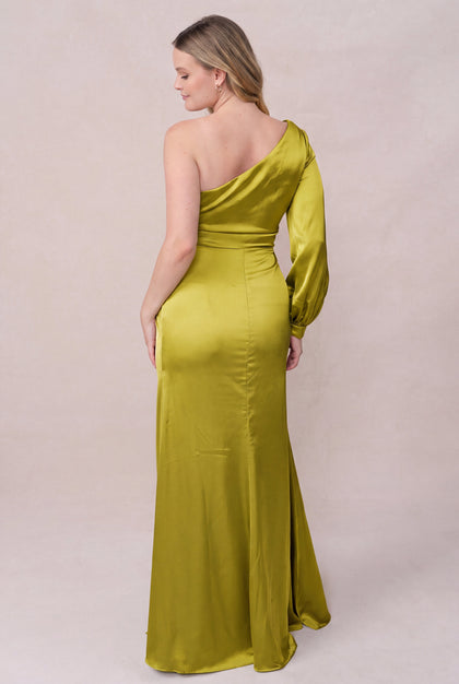 Aurora Satin Dress | Made To Order | Chartreuse