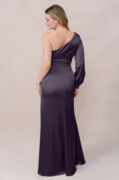 Aurora Satin Dress | Made To Order | Eggplant