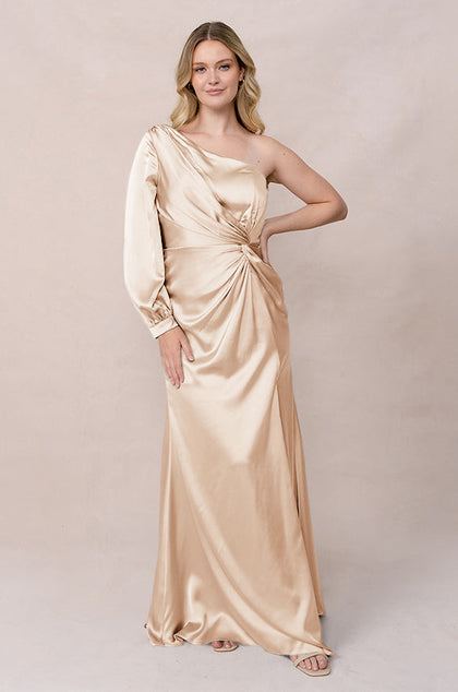 Aurora Satin Dress | Made To Order | Gold Champagne