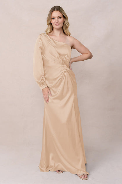 Aurora Satin Dress | Made To Order | Honey Beige