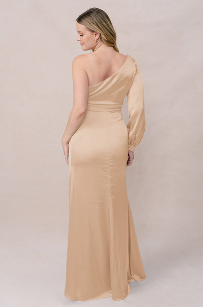 Aurora Satin Dress | Made To Order | Honey Beige