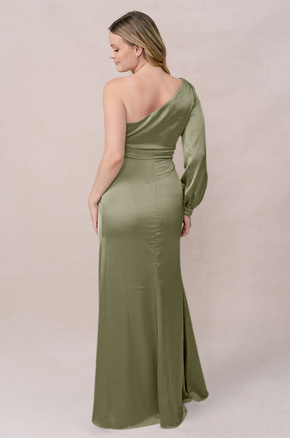 Aurora Satin Dress | Made To Order | Moss
