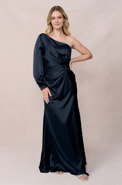 Aurora Satin Dress | Made To Order | Navy Blue