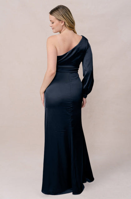 Aurora Satin Dress | Made To Order | Navy Blue