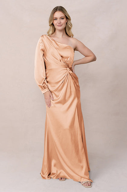 Aurora Satin Dress | Made To Order | Peach