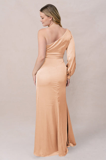 Aurora Satin Dress | Made To Order | Peach