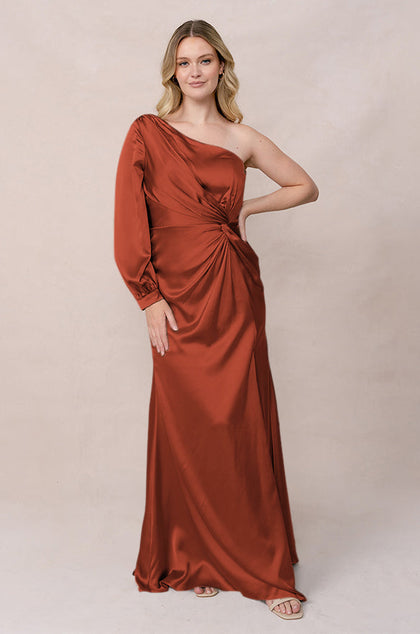 Aurora Satin Dress | Made To Order | Rust