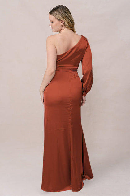 Aurora Satin Dress | Made To Order | Rust