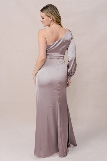 Aurora Satin Dress | Made To Order | Taupe