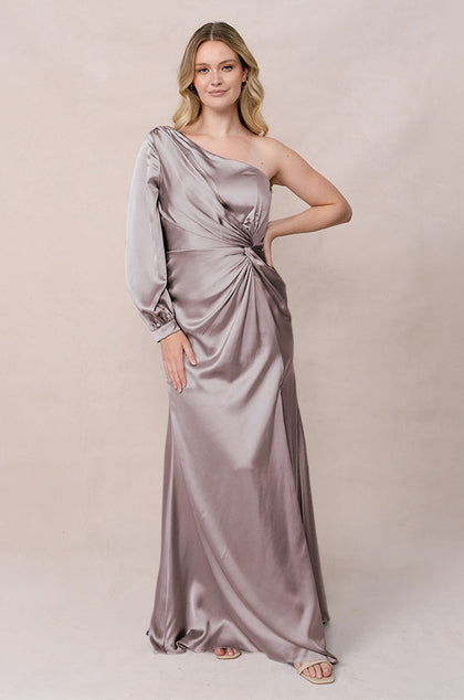 Aurora Satin Dress | Made To Order | Taupe