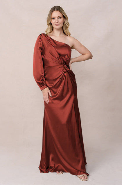 Aurora Satin Dress | Made To Order | Rust