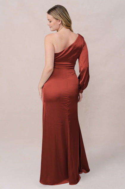 Aurora Satin Dress | Made To Order | Rust