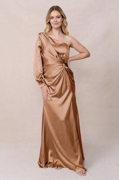Aurora Satin Dress | Made To Order | Toffee