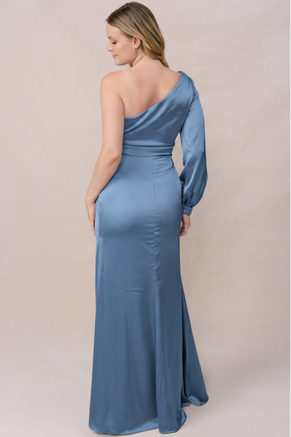 Aurora Satin Dress | Made To Order | True Blue