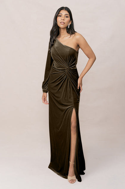 Aurora Velvet Dress | Made To Order | Olive