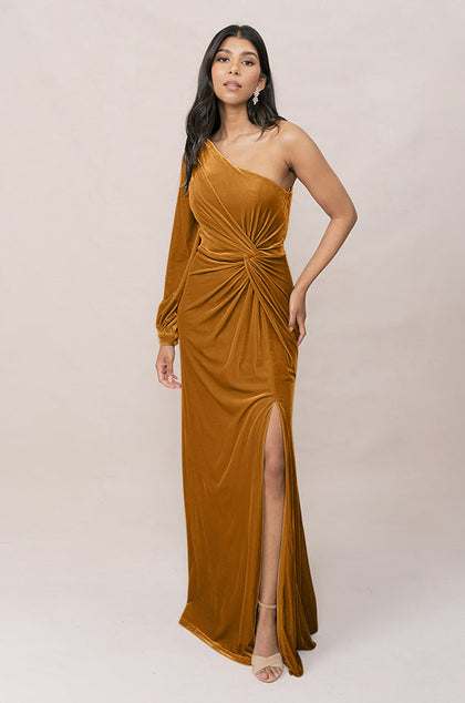 Aurora Velvet Dress | Made To Order | Mustard