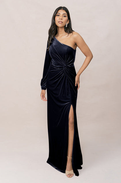 Aurora Velvet Dress | Made To Order | Navy Blue