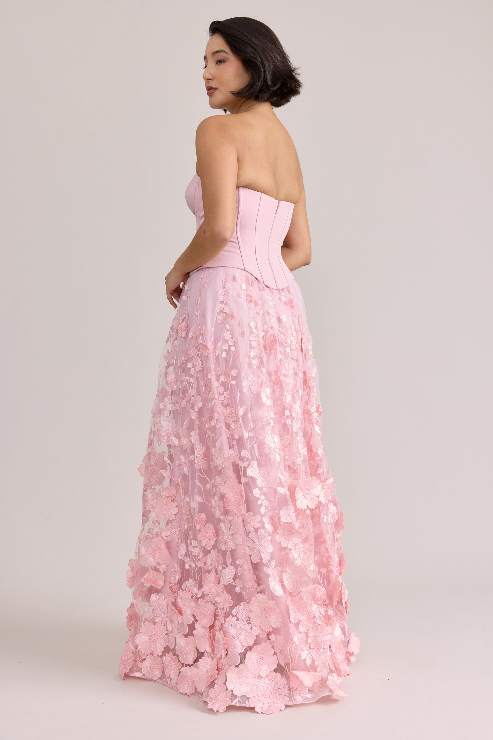 Azalea Crepe + Appliqué Dress Perfect Pink