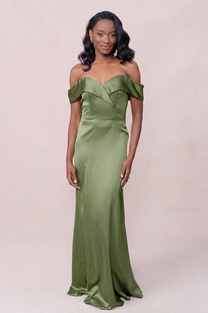 Bardot Satin Dress | Made To Order | Fern
