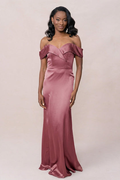 Bardot Satin Dress | Made To Order | Raspberry