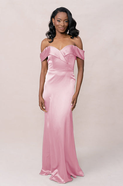 Bardot Satin Dress | Made To Order | Perfect Pink