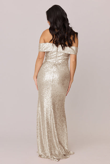 Bardot Sequin Dress | Made To Order | Champagne Gold