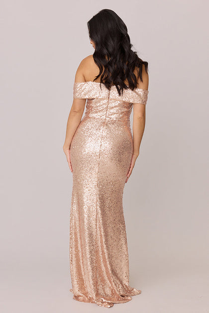 Bardot Sequin Dress | Made To Order | Gold