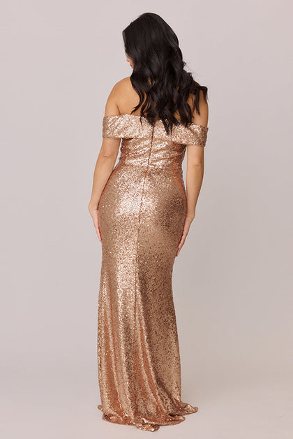 Bardot Sequin Dress | Made To Order | Gold