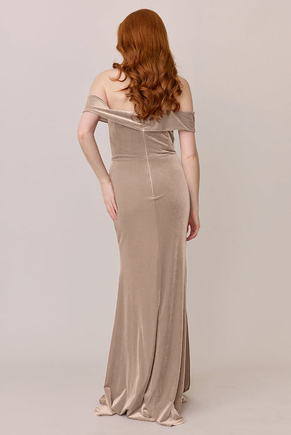 Bardot Velvet Dress | Made To Order | Champagne