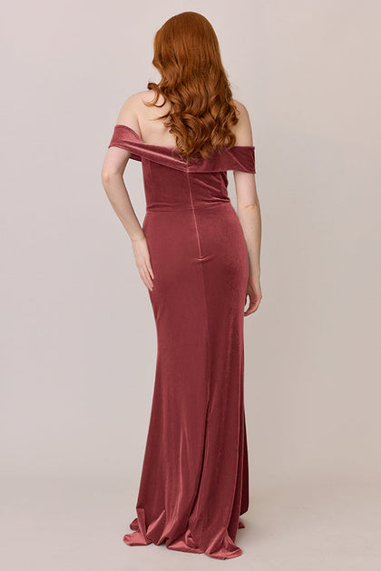 Bardot Velvet Dress | Made To Order | Dusty Rose